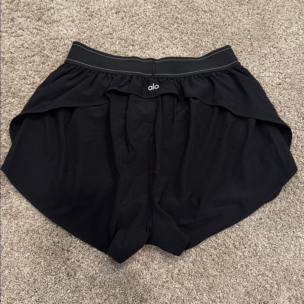 ALO Yoga Women's Black Athletic Shorts- Match Point Short - Picture 2 of 6